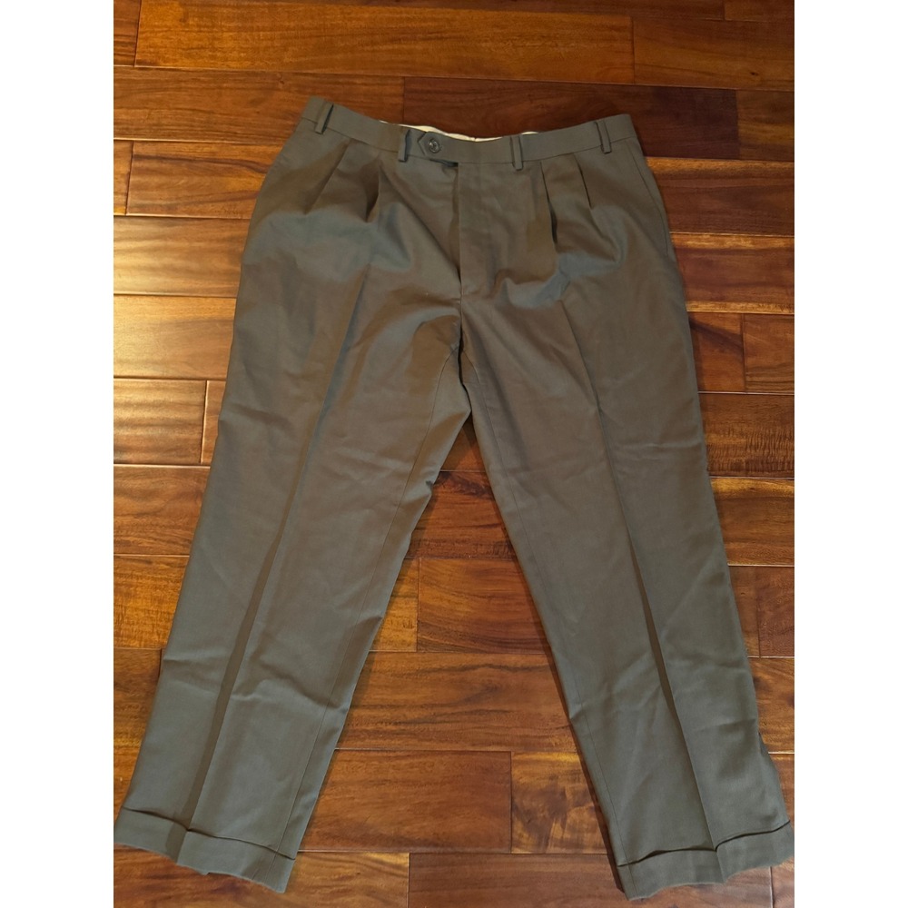 Lauren Ralph Lauren Mens 40x30 Wool Dress Pants Taupe Brown Pleated Cuffed 40/30